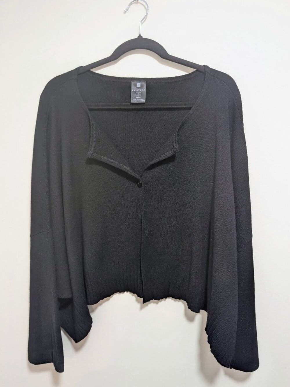 Kaliyana | Oversized Boxy Ribbed Knit Cardigan In Black